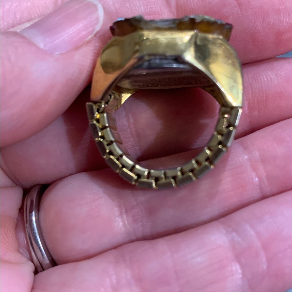 Vintage Christmas gold tone and stainless steel made in Hong Kong finger watch - Picture 3 of 5